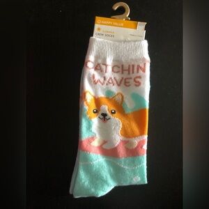 Catchin' Waves Corgi Crew Socks